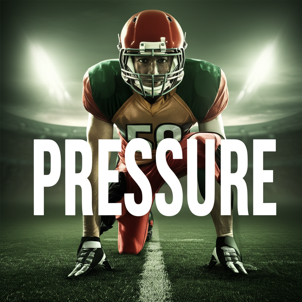 Football player with "pressure" overlay